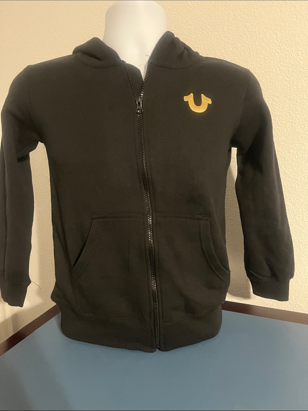 True Religion Black Hoodie with Yellow Logo